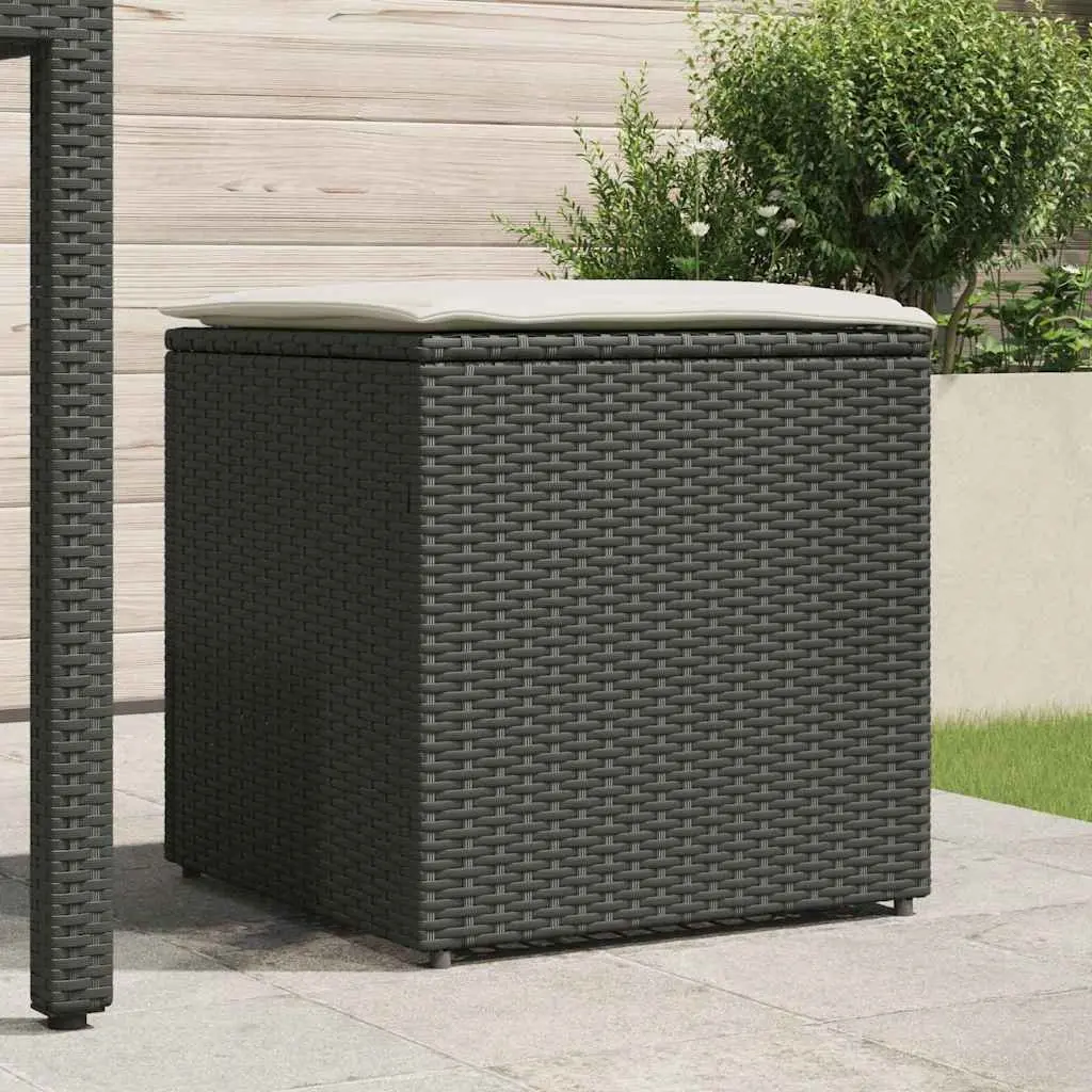 Outdoor Cushion Storage Box in Black Poly Rattan