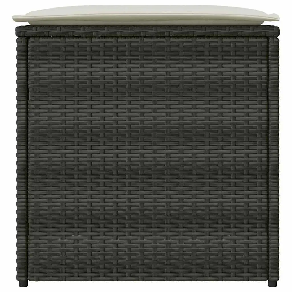 Outdoor Cushion Storage Box in Black Poly Rattan