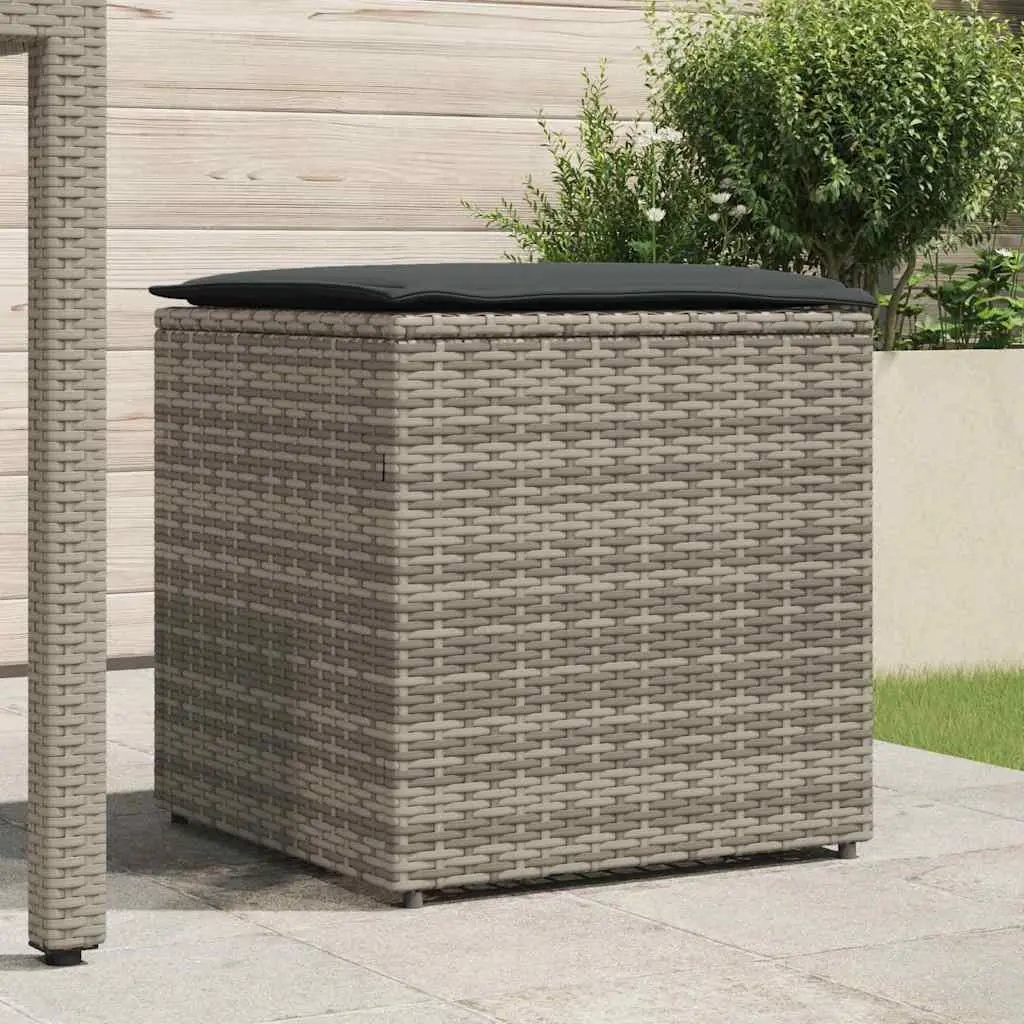 Outdoor Cushion Storage Box in Grey Poly Rattan