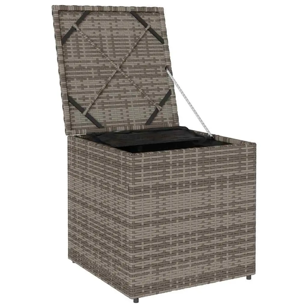 Outdoor Cushion Storage Box in Grey Poly Rattan