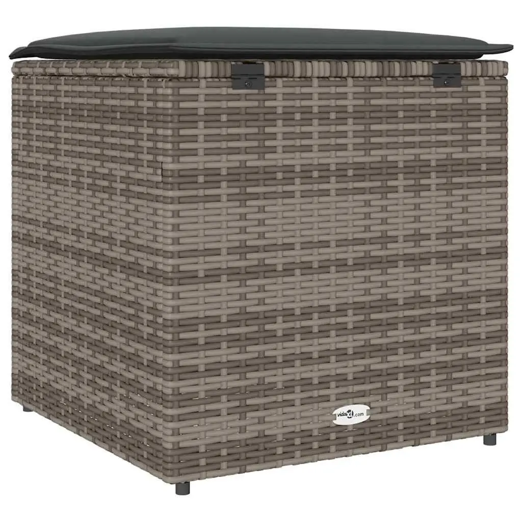 Outdoor Cushion Storage Box in Grey Poly Rattan