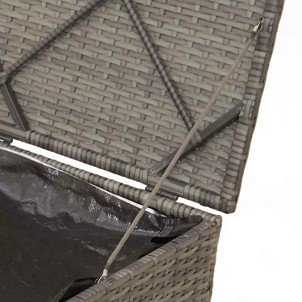 Outdoor Cushion Storage Box in Grey Poly Rattan