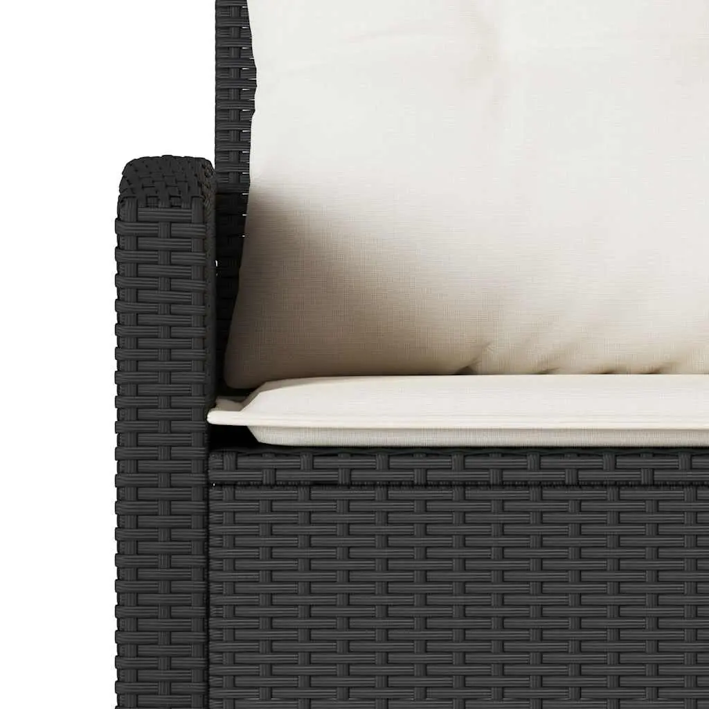 L-Shaped Outdoor Sofa Couch PE Rattan Steel Black