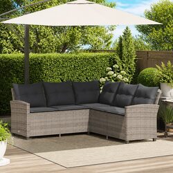 Sturdy Grey L-Shaped Outdoor Couch Sofa with Cushions
