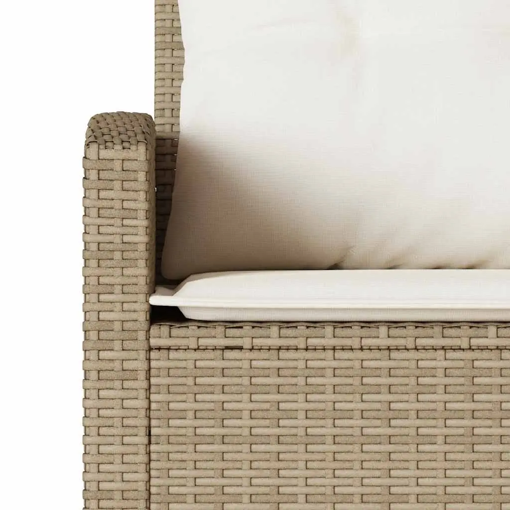 L-Shaped Couch Sofa Poly Rattan Beige Outdoor Garden Patio