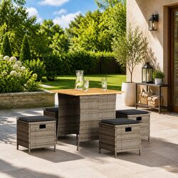 High-Quality 5 Piece Garden Dining Set with Cushions