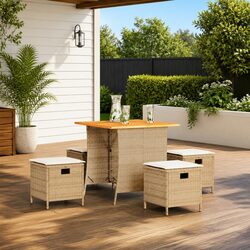 High-Quality 5 Piece Garden Dining Set with Beige Cushions