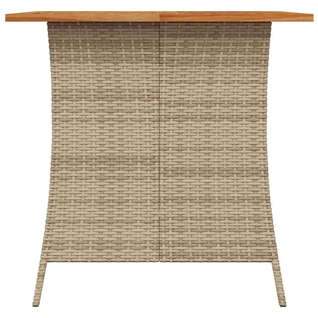 Garden Dining Set PE Rattan Acacia Wood 5 Piece Beige Patio Table Chairs