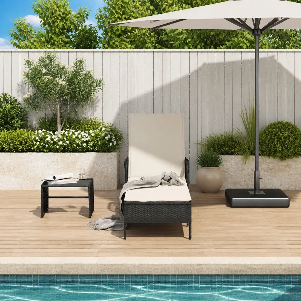 Adjustable Backrest Sun Lounger in Black