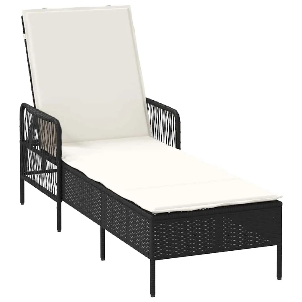 Sun Lounger Poly Rattan Adjustable Backrest 55 x 200 x 92 cm Black