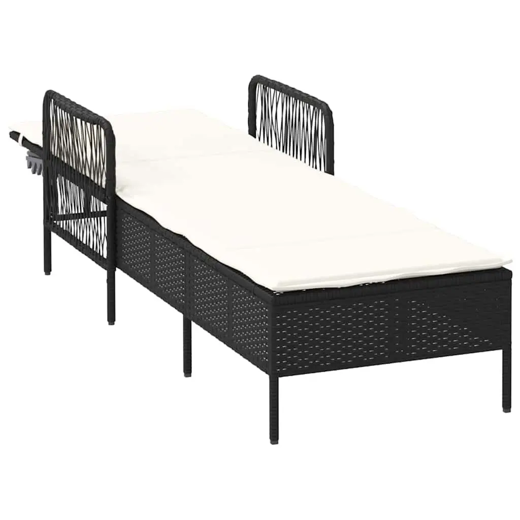 Sun Lounger Poly Rattan Adjustable Backrest 55 x 200 x 92 cm Black