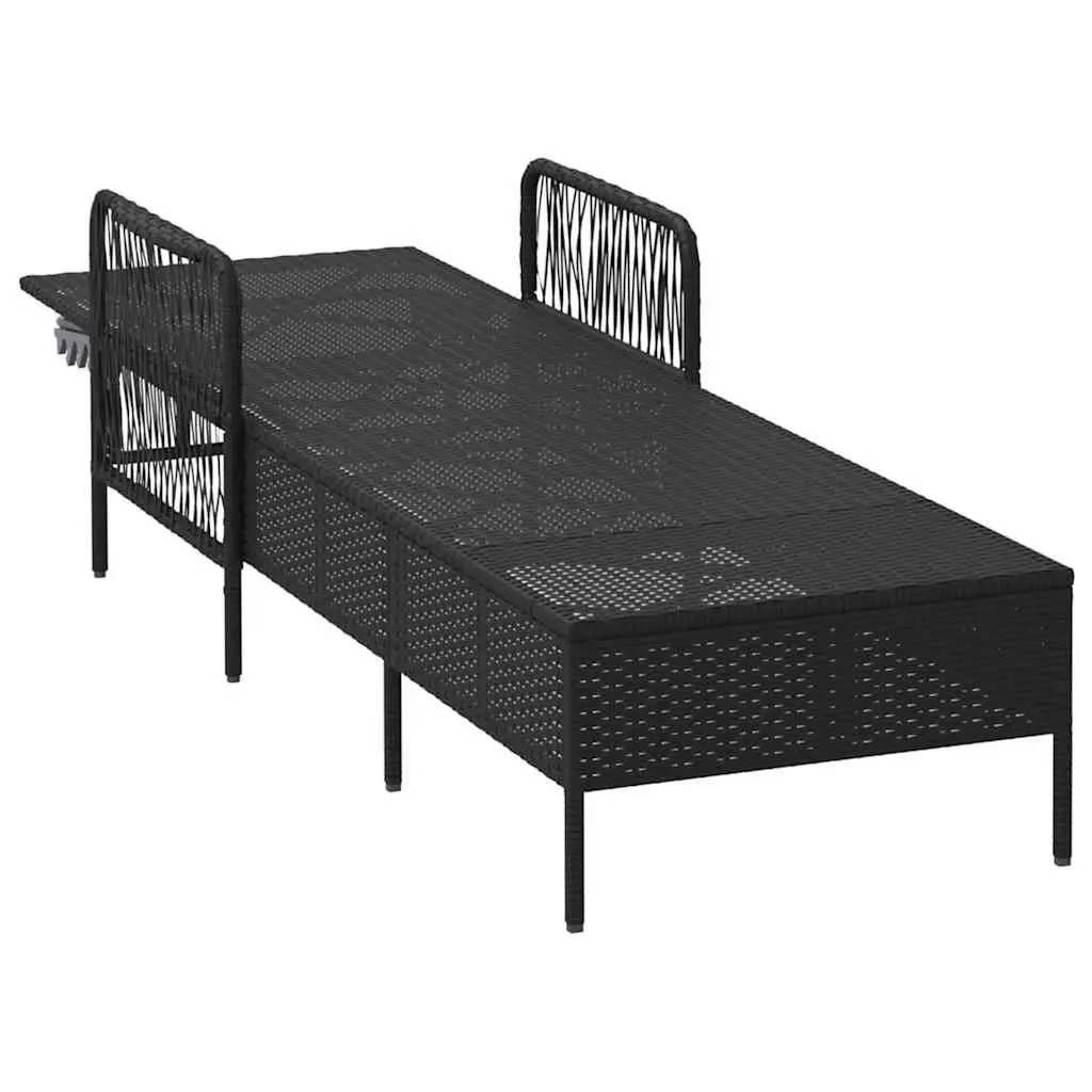Sun Lounger Poly Rattan Adjustable Backrest 55 x 200 x 92 cm Black