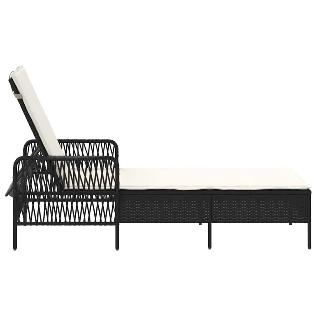 Sun Lounger Poly Rattan Adjustable Backrest 55 x 200 x 92 cm Black
