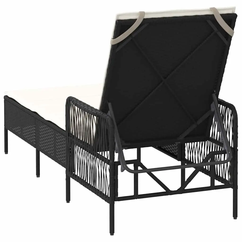 Sun Lounger Poly Rattan Adjustable Backrest 55 x 200 x 92 cm Black