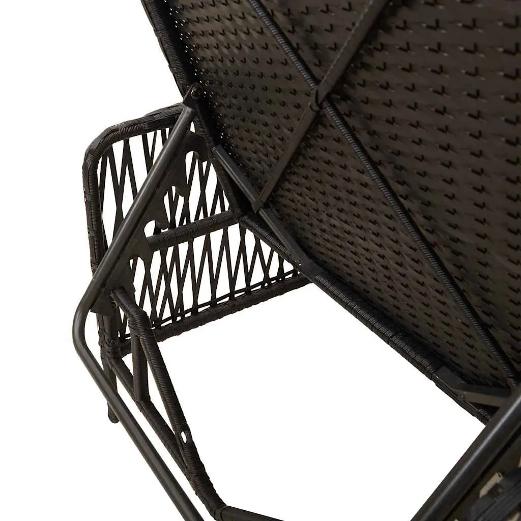 Sun Lounger Poly Rattan Adjustable Backrest 55 x 200 x 92 cm Black