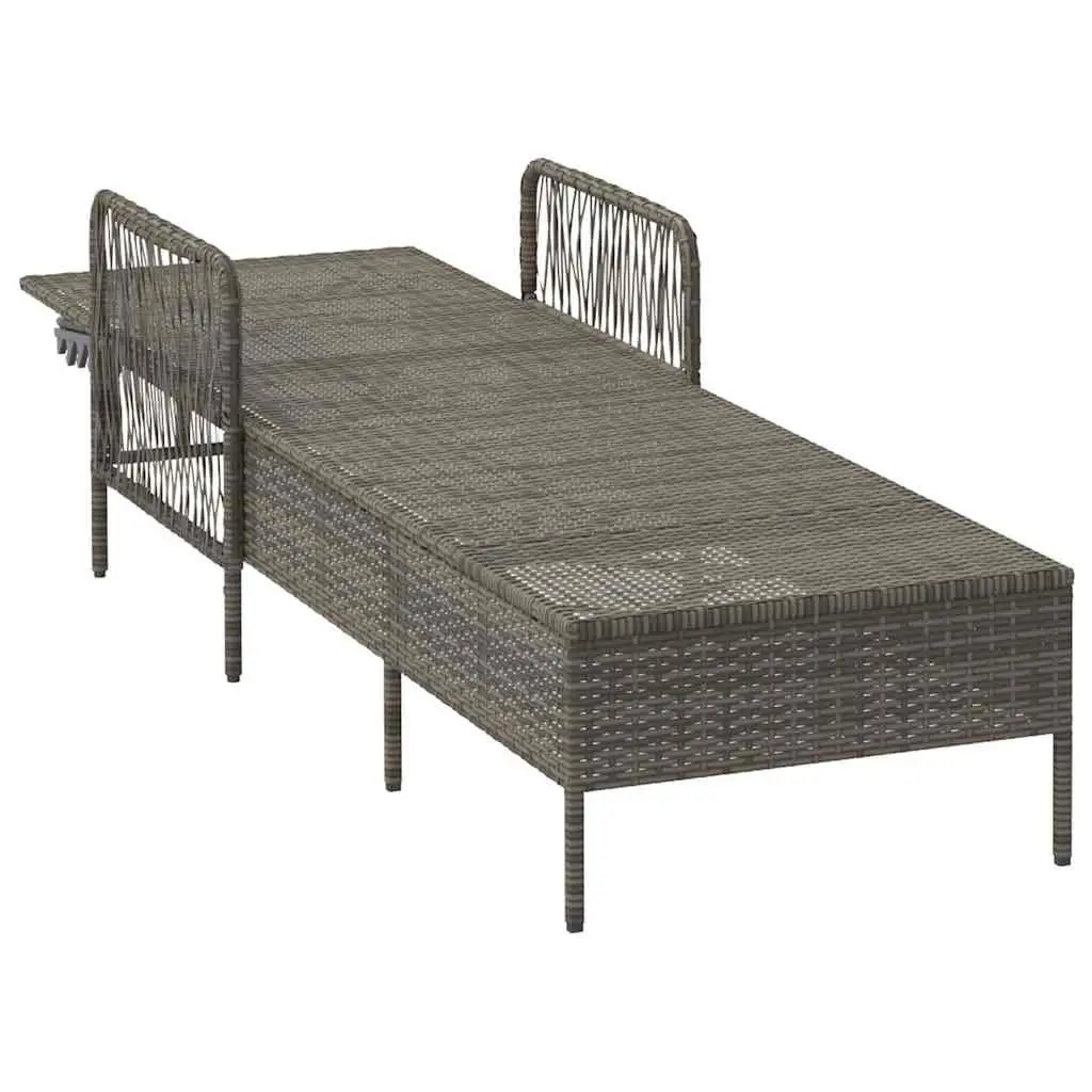 Sun Lounger Poly Rattan Adjustable Backrest 200 x 55 x 92 cm Grey