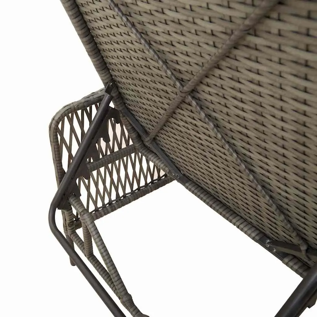 Sun Lounger Poly Rattan Adjustable Backrest 200 x 55 x 92 cm Grey
