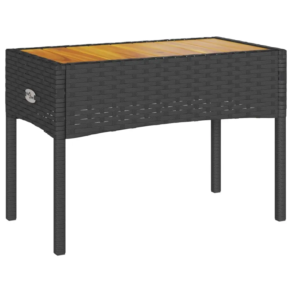 Black Poly Rattan 2-Seater Garden Bench with Coffee Table