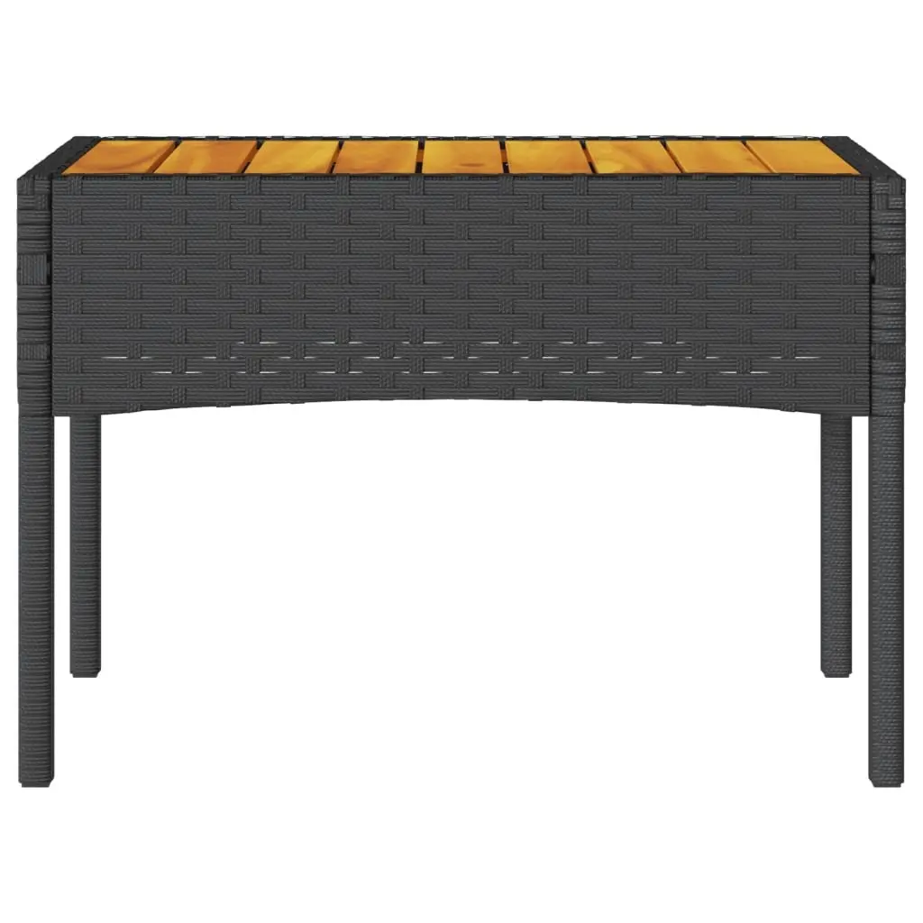 Black Poly Rattan 2-Seater Garden Bench with Coffee Table