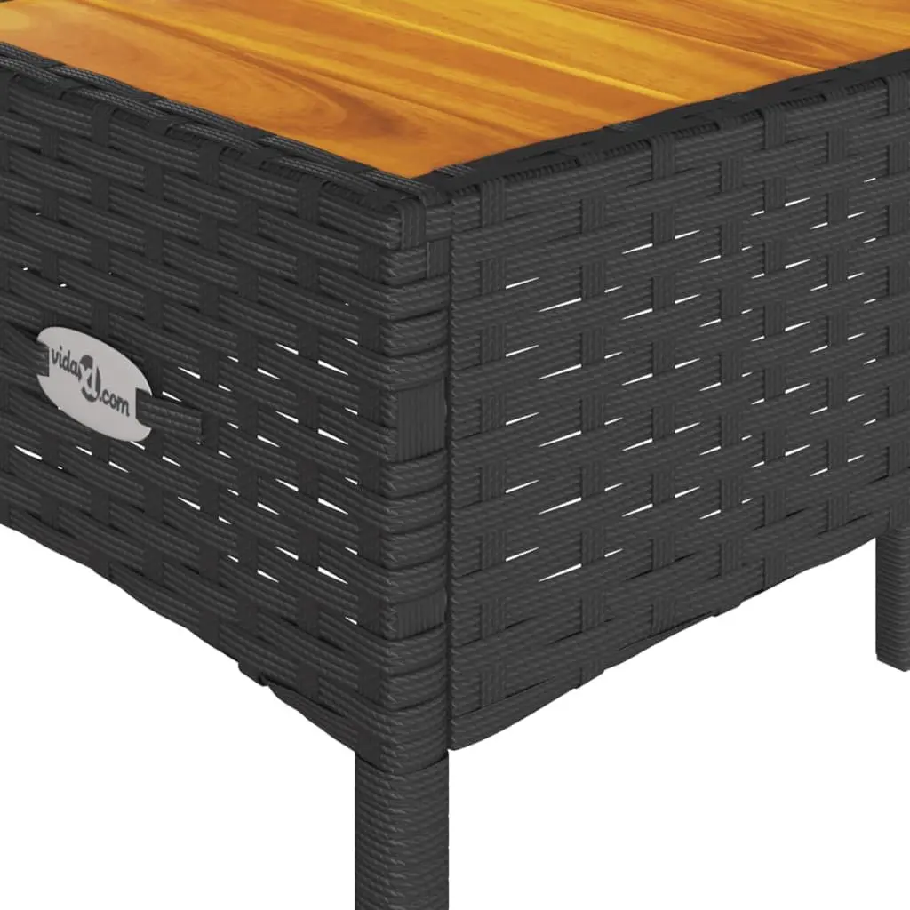 Black Poly Rattan 2-Seater Garden Bench with Coffee Table