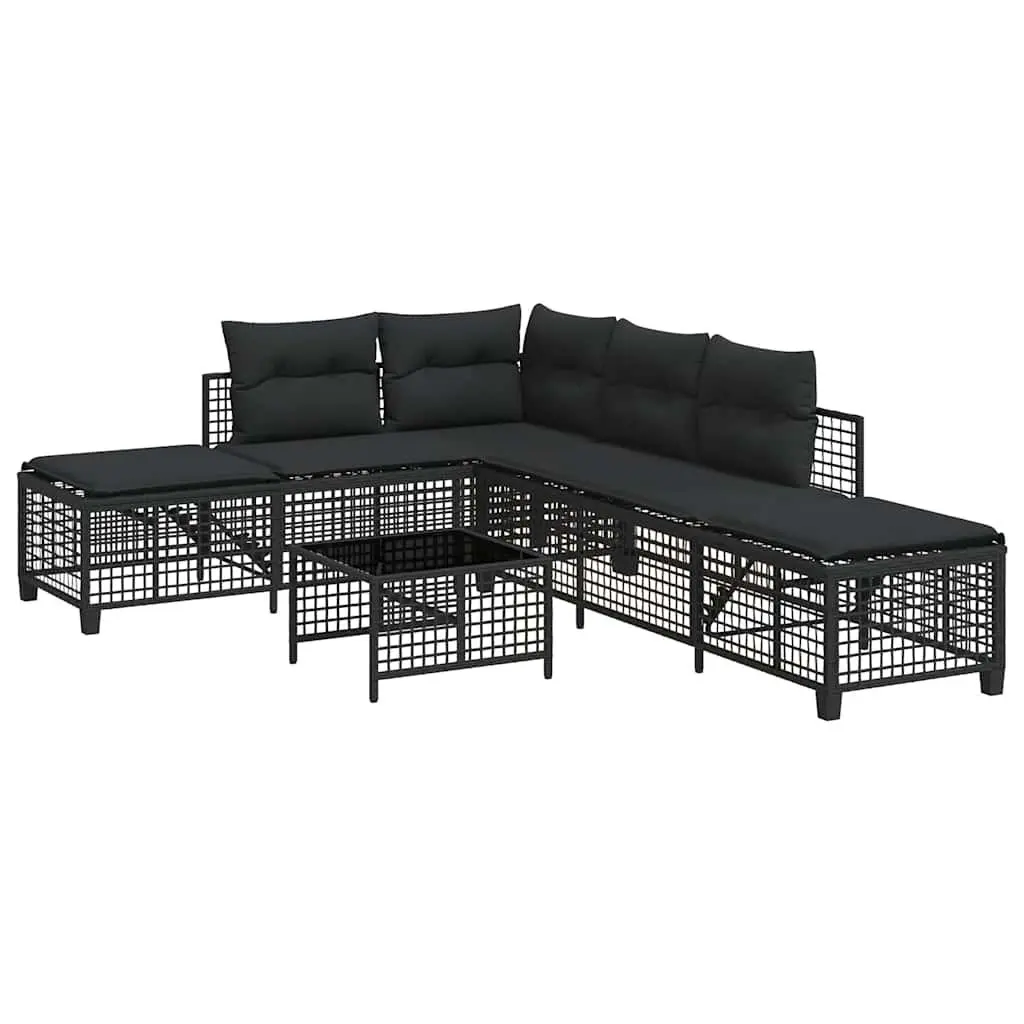 3-Piece Outdoor Corner Sofa Set in Black Rattan