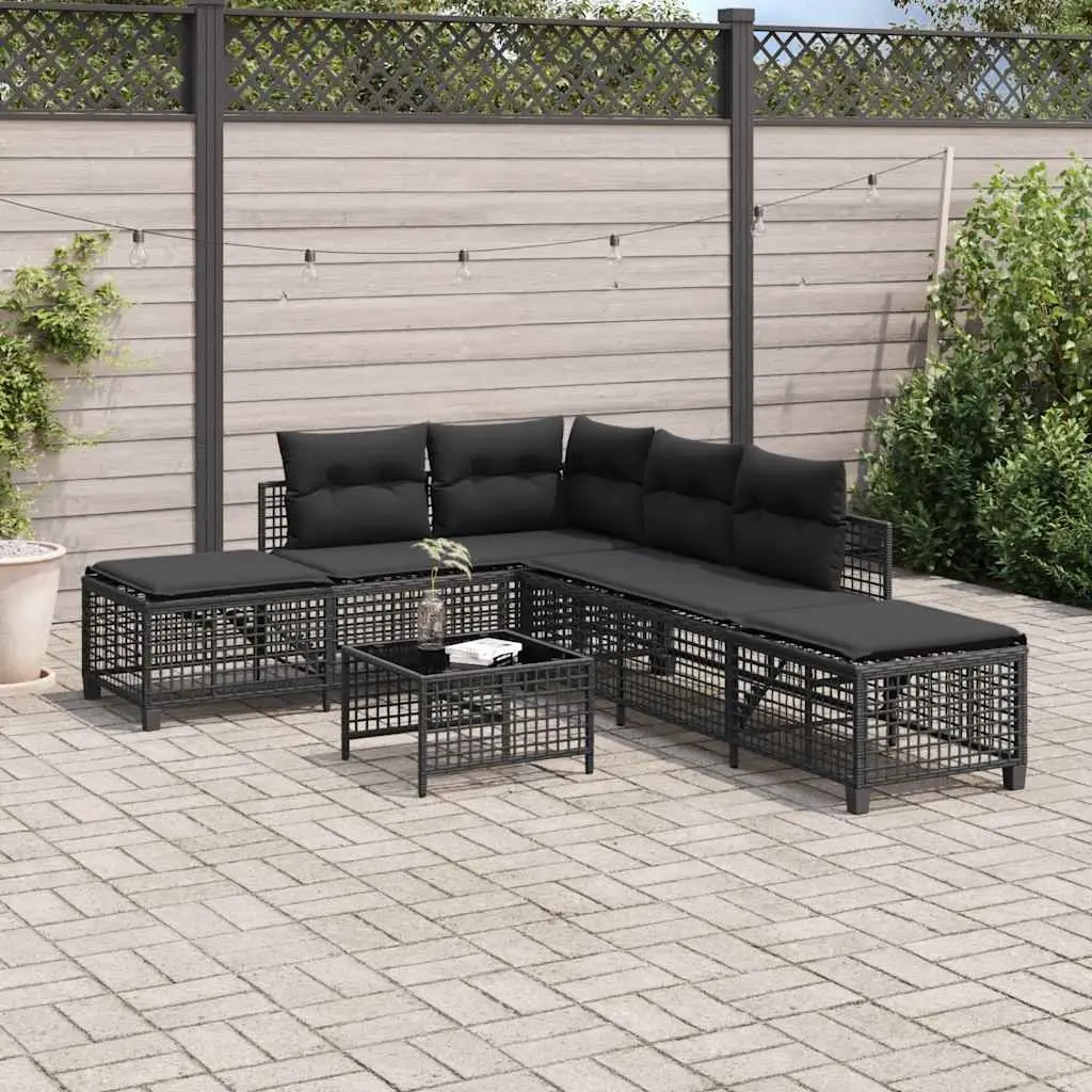 3-Piece Outdoor Corner Sofa Set in Black Rattan