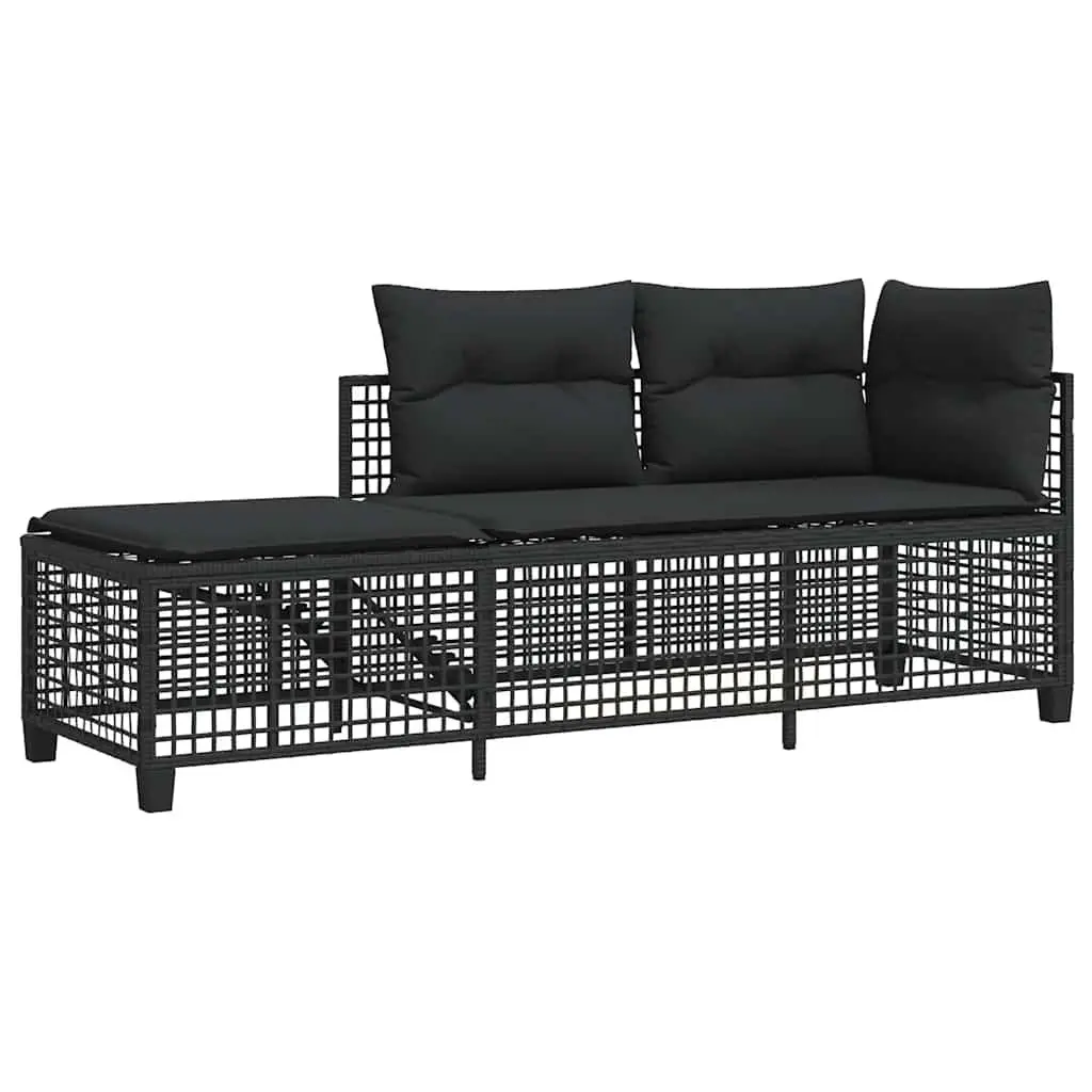 3-Piece Outdoor Corner Sofa Set in Black Rattan