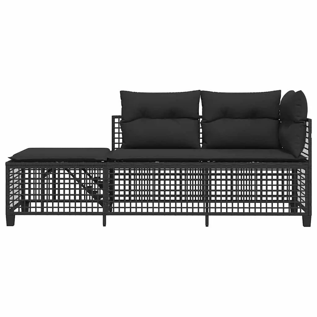 3-Piece Outdoor Corner Sofa Set in Black Rattan
