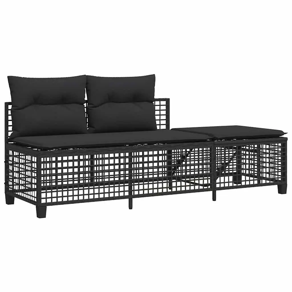 3-Piece Outdoor Corner Sofa Set in Black Rattan