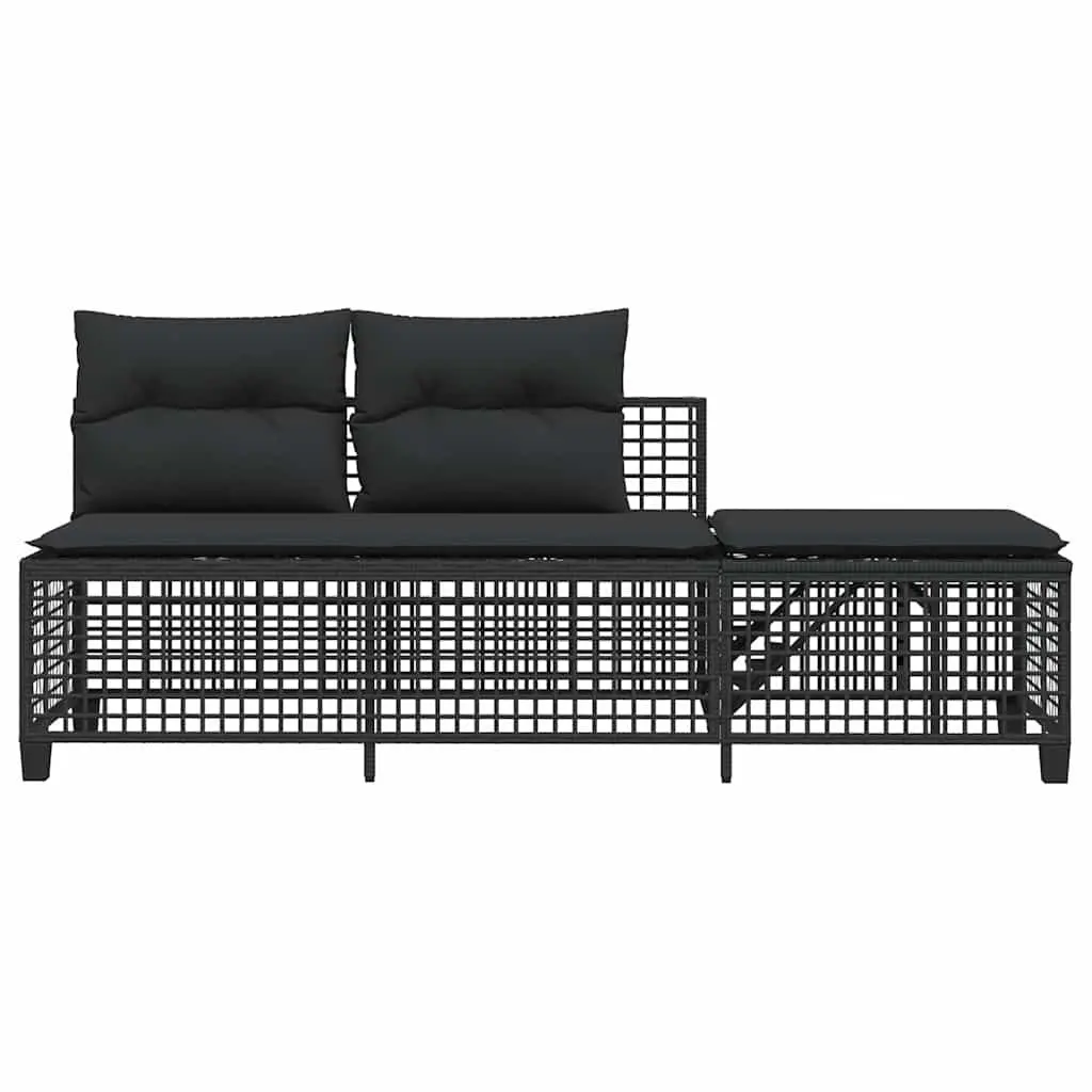 3-Piece Outdoor Corner Sofa Set in Black Rattan