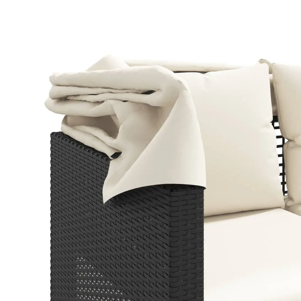 3-Seater Garden Sofa with Retractable Canopy and Stools