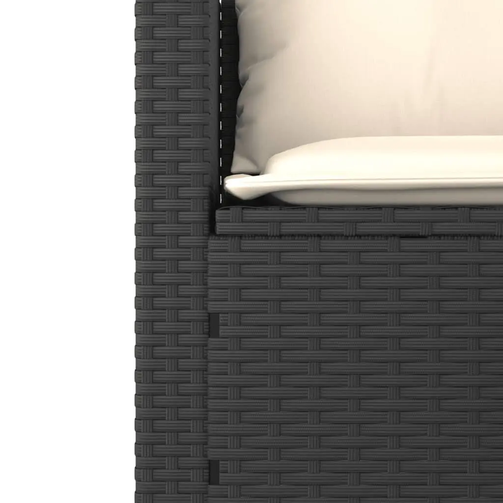 Black 3-Piece Outdoor Sofa Set with Cushions and Table