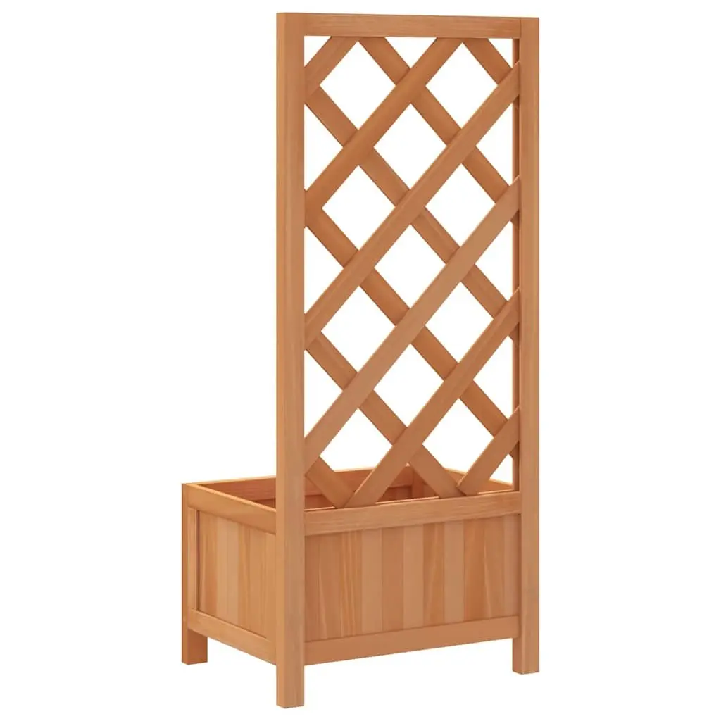 Wooden Planter Solid Fir Wood Brown with Trellis Panel for Garden Outdoor Patio Climbing Plants