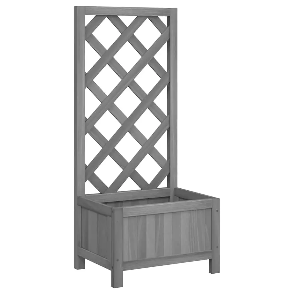 Grey Wooden Planter with Integrated Trellis