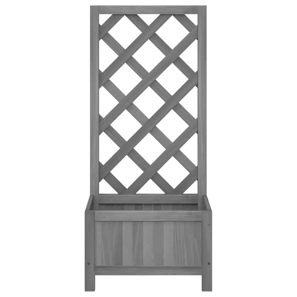 Grey Wooden Planter with Integrated Trellis