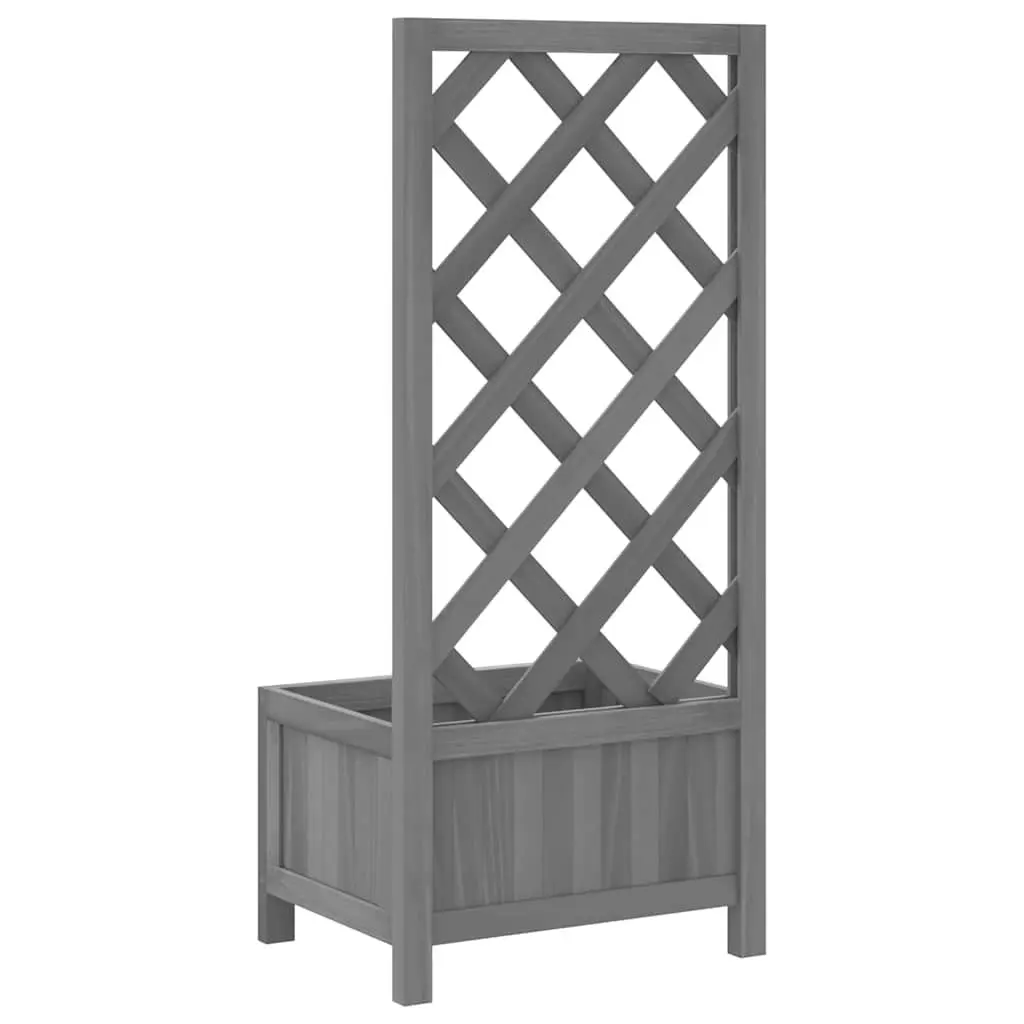 Grey Wooden Planter with Integrated Trellis