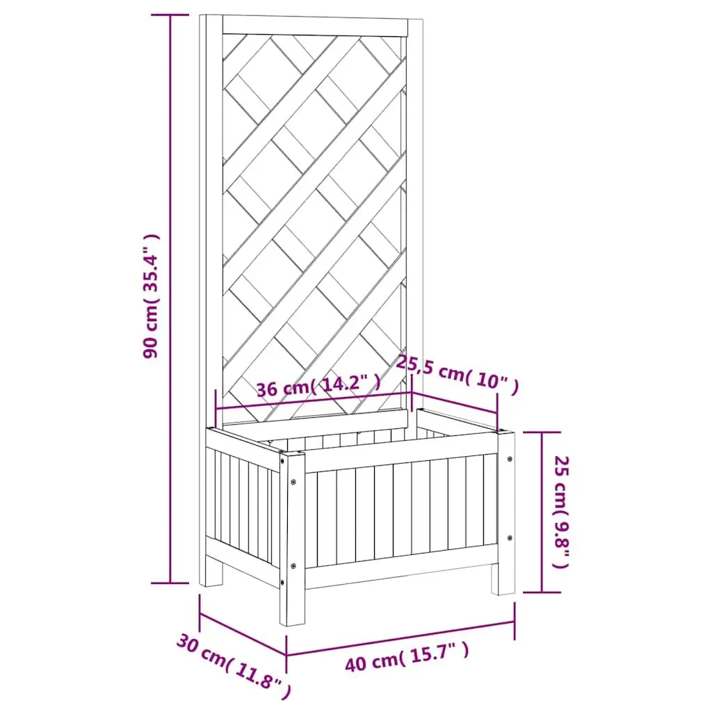 Grey Wooden Planter with Integrated Trellis