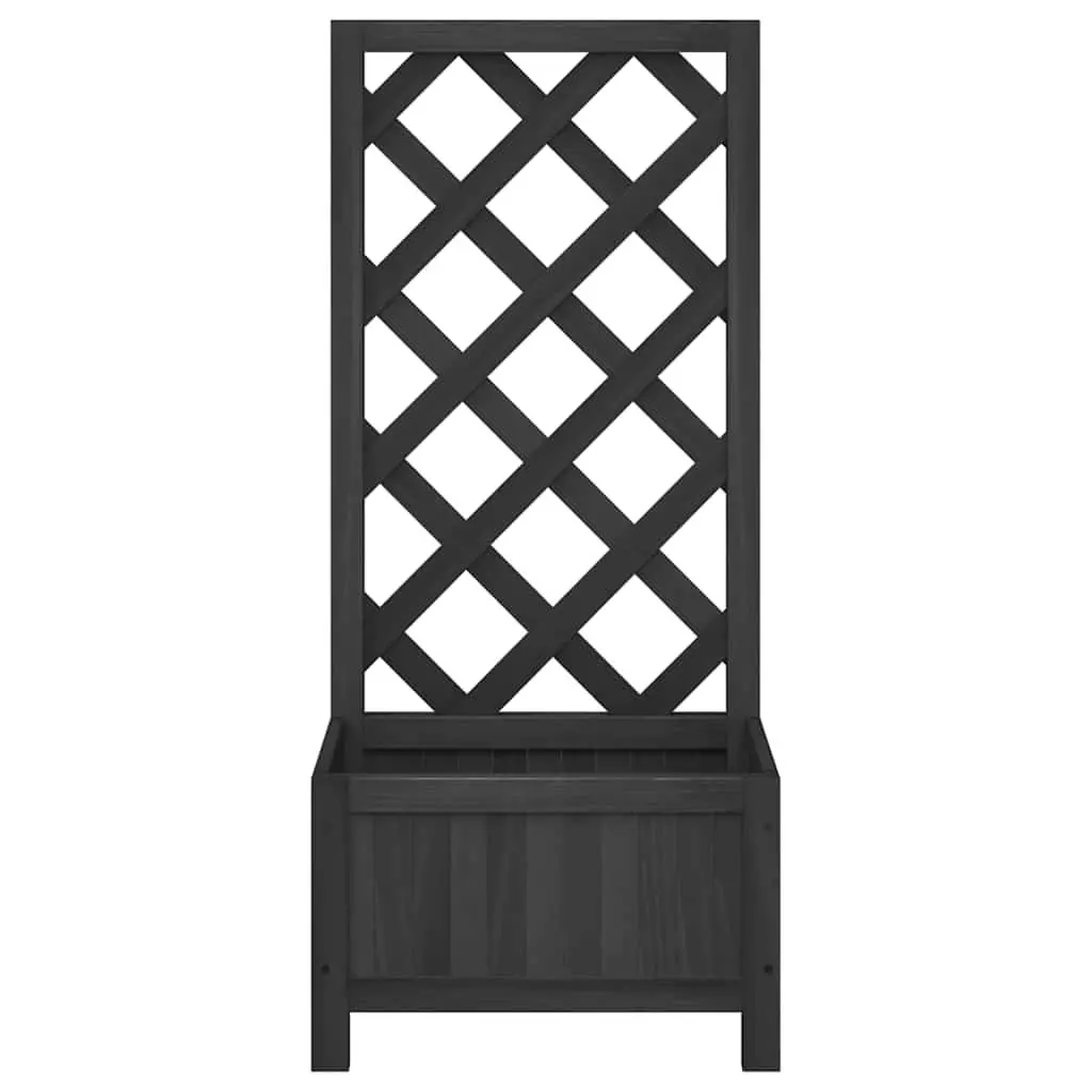 Wooden Planter Solid Fir Black with Trellis Support for Garden Patio Outdoor Plants
