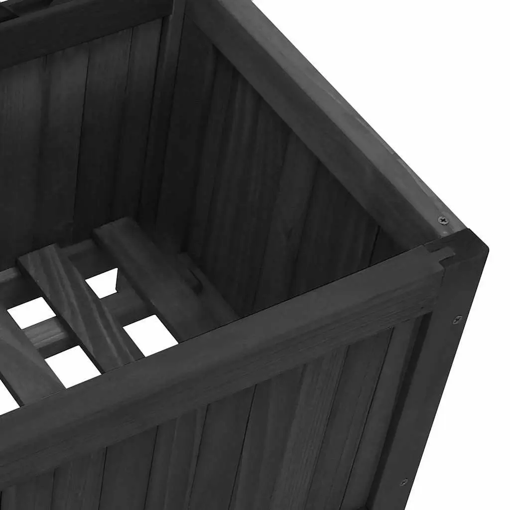 Wooden Planter Solid Fir Black with Trellis Support for Garden Patio Outdoor Plants