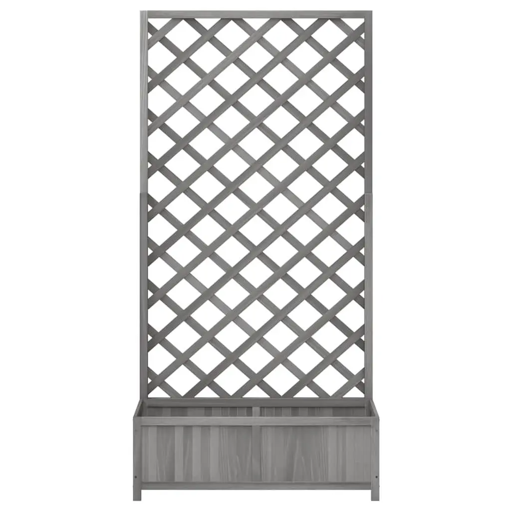 Grey Wooden Planter Box with Trellis
