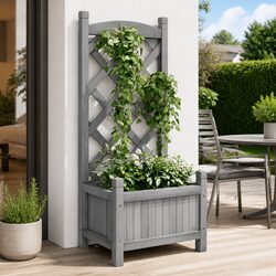 Durable Wooden Planter with Trellis for Climbing Plants