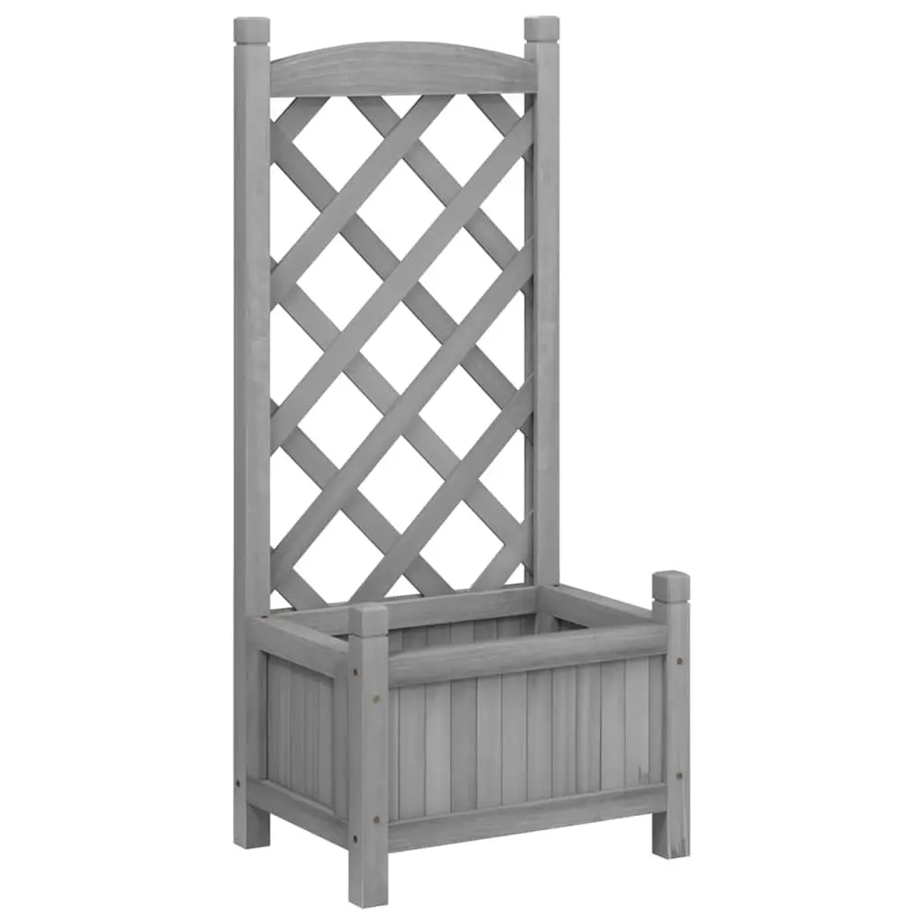 Wooden Planter Solid Fir Grey with Trellis for Garden Climbing Plants