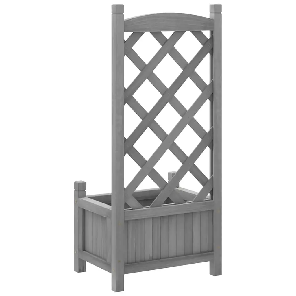 Wooden Planter Solid Fir Grey with Trellis for Garden Climbing Plants