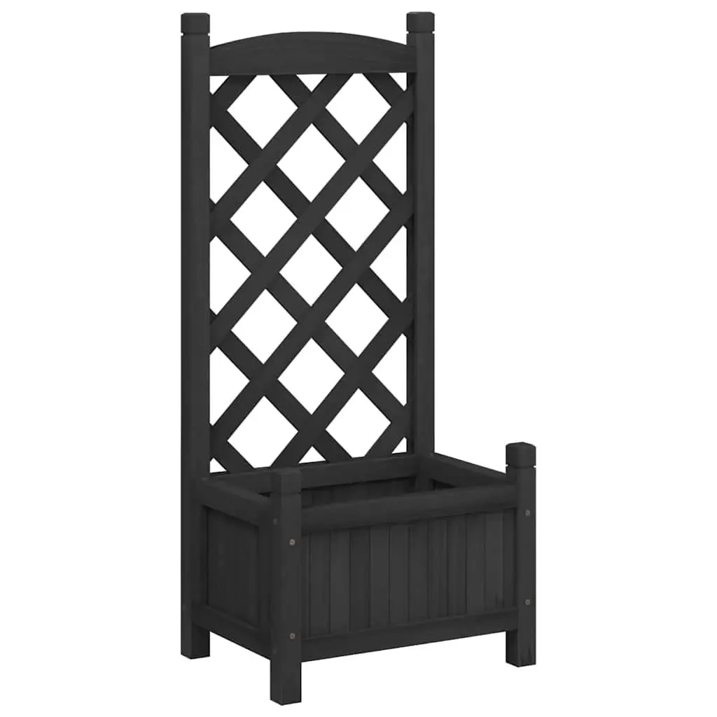 Black Fir Wooden Planter with Climbing Trellis