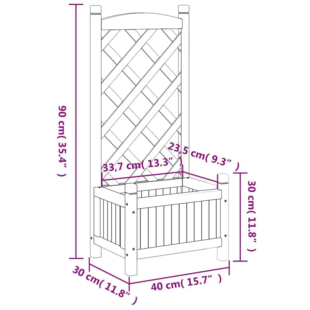 Black Fir Wooden Planter with Climbing Trellis