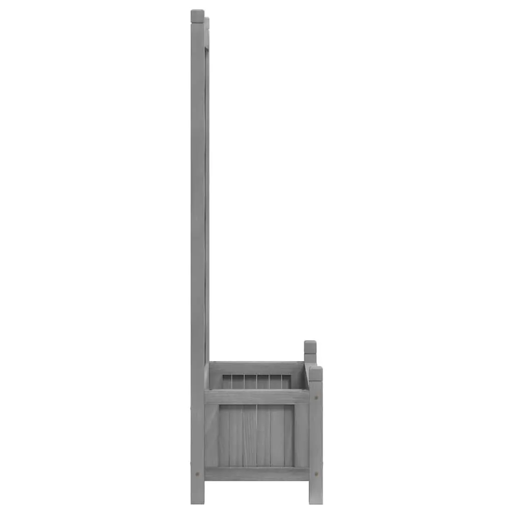 Wooden Planter Solid Fir Wood Grey with Trellis Panel for Climbing Plants Garden Outdoor Decor
