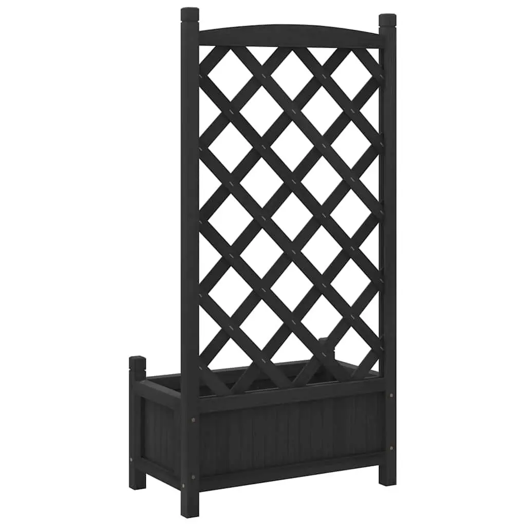 Black Fir Wooden Planter with Trellis for Climbing Plants