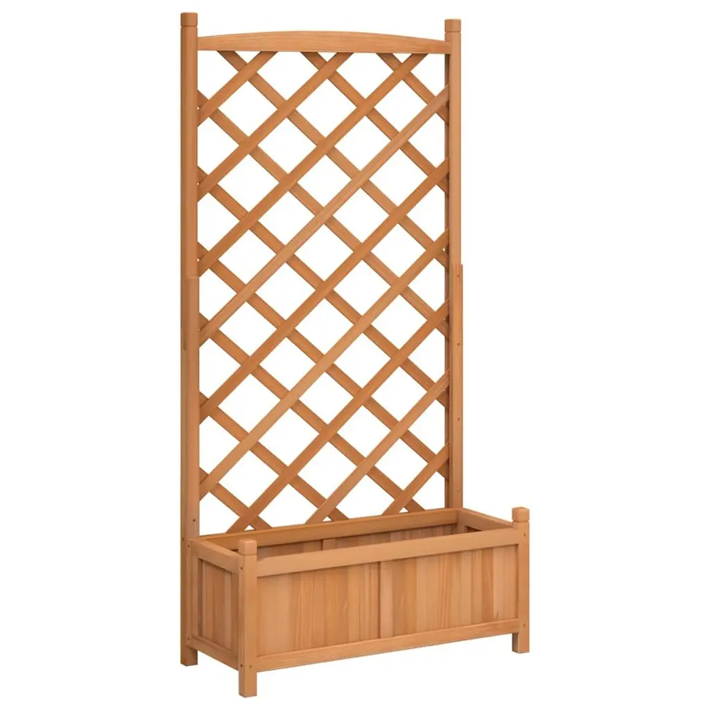 Wooden Planter with Trellis Brown Fir Garden Climbing Plant Support Patio Decor