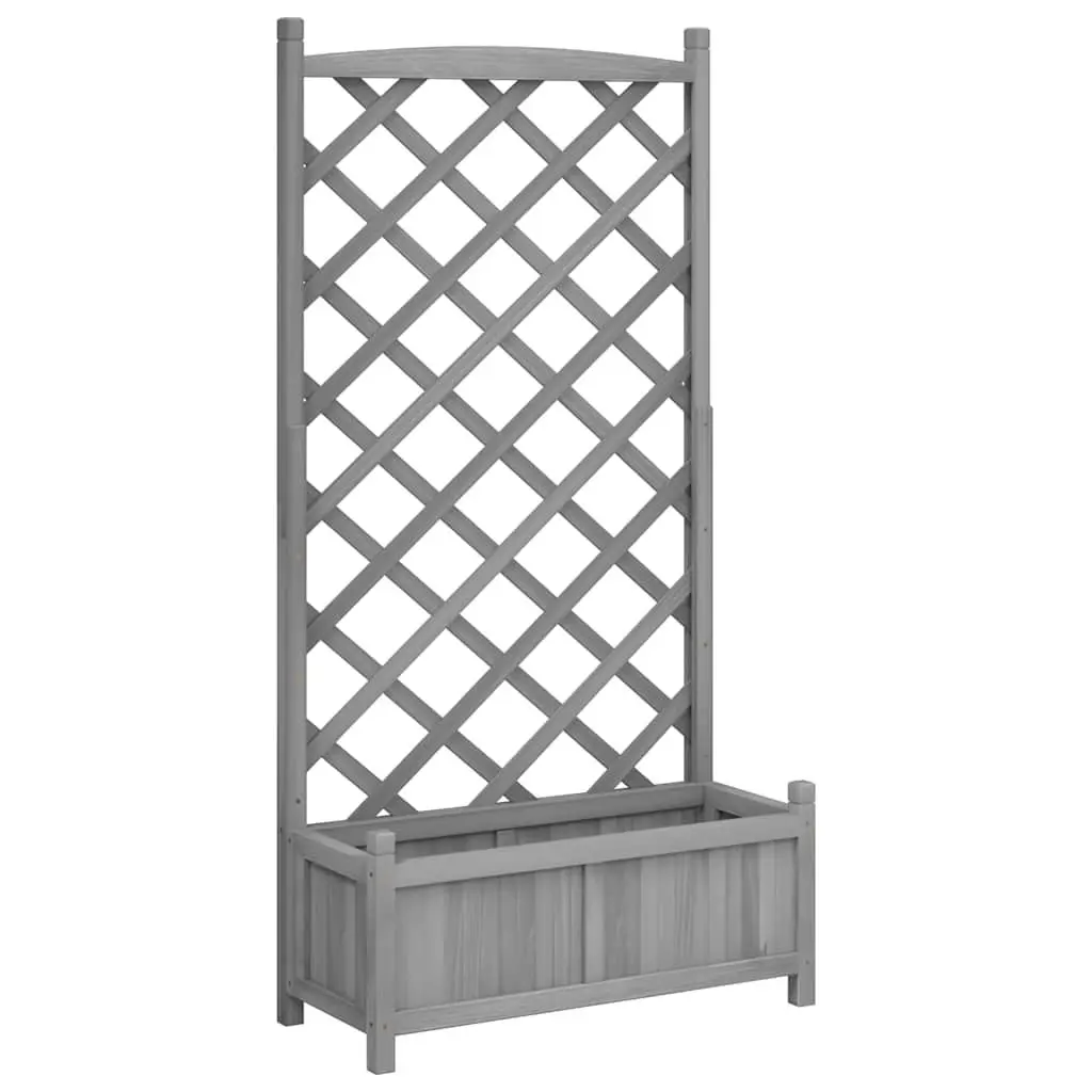 Wooden Planter with Integrated Trellis in Grey