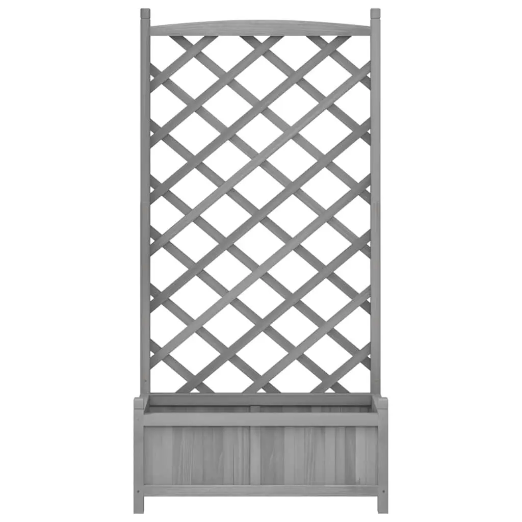 Wooden Planter with Integrated Trellis in Grey